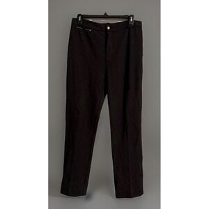 St. John Sport Black‎ Career Wool Blend Slim Fit Pants SZ 6 Gold Accents Chic